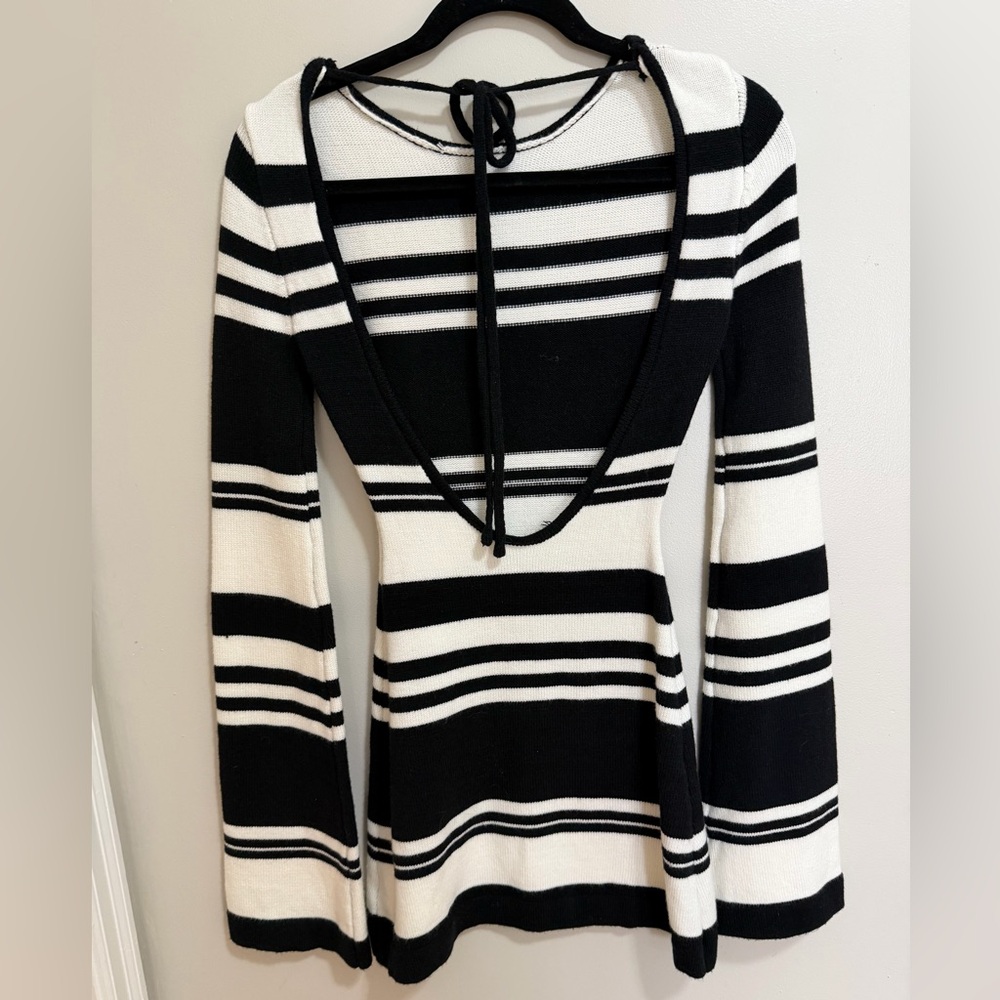 Black and White Striped Knit Dress/Coverup - Picture 3 of 6